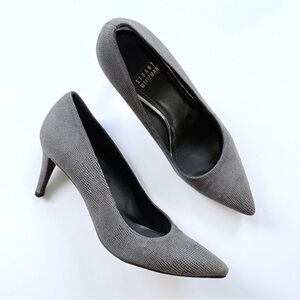 Stuart Weitzman Textured Gray Suede Pointed Toe Pump Heels Size 7